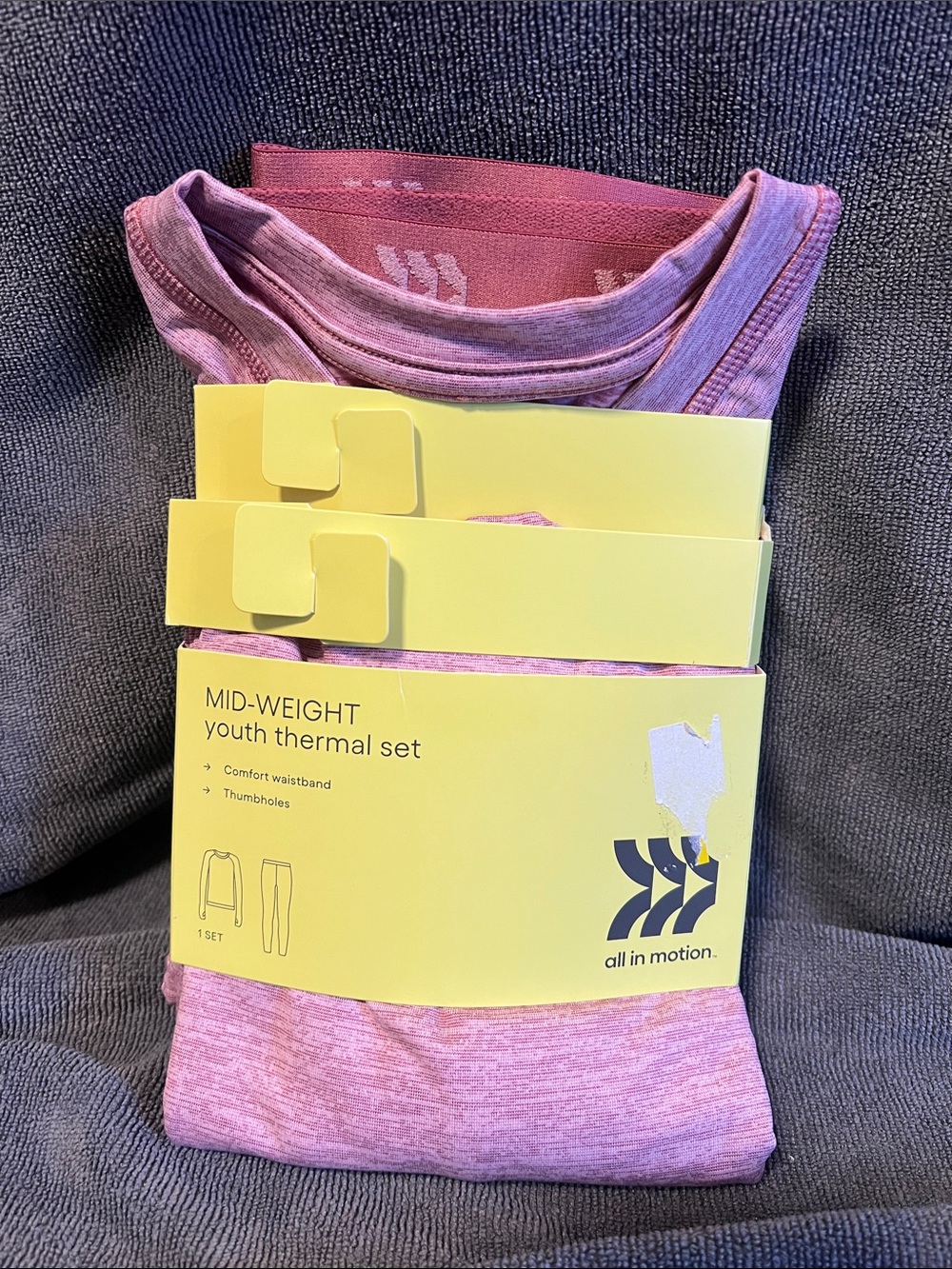all in motion Purple Heather Youth Thermal Set